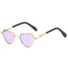 Gold-toned heart-shaped pet sunglasses with purple lenses for cats and dogs