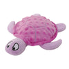 A pink and purple interactive sea turtle plush dog toy with a textured shell.