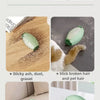 A reusable green gel lint roller used for cleaning sticky ash, dust, gravel, biscuit crumbs, food residue, and pet hair.