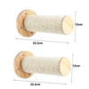 Wandmontierter Holzkaterbaum und Kratzbaum mit zyligter beiger Seiltextur.