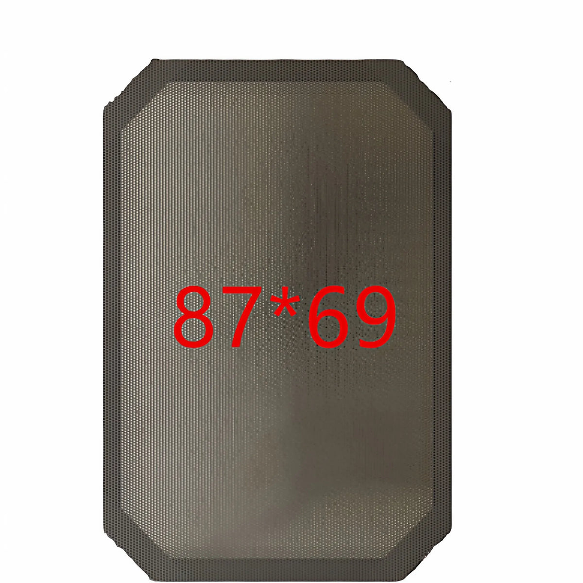 A dark gray breathable mesh replacement cover for an elevated pet bed, marked with the numbers 87*69.
