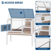 A two-story wooden guinea pig cage with an openable roof, a sturdy door lock, and clear acrylic window.