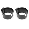 Black portable vehicle drink holder with a clamp design.