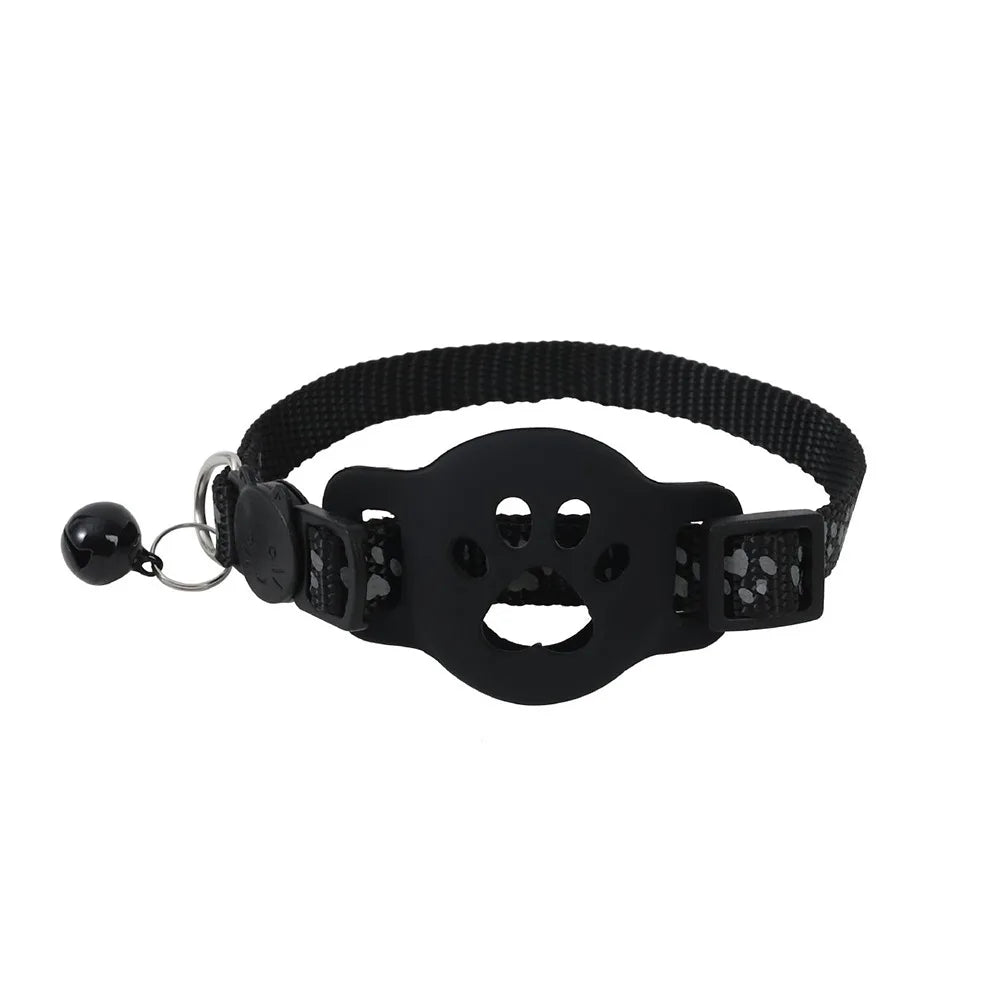 Collar impermeable ajustable para mascotas, negro, con clip y correa.