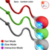 Three silicone LED tail toys in red, green, and gray with fast, slow, and interactive modes