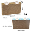A wooden corrugated bird perch stand with a natural brown texture shown in both old style and new arrivals.