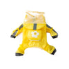 Perro cachorro amarillo impermeable para lluvia, protección de cuerpo completo