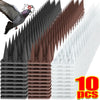 A set of 10 bendable outdoor bird and pest repellent spikes in black, brown, and white.