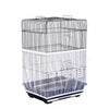 A clear mesh bird cage cover with a bottom tray and upper section, designed for birds.