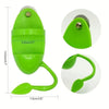 A bright green bird cuttlebone feeding stand with a slotted design shown in various angles.