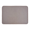 A rectangular gray washable cooling dog mat made of ice silk fabric with a quilted pattern.