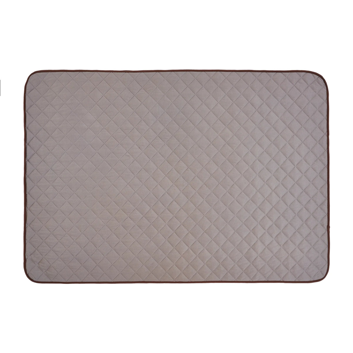 A rectangular gray washable cooling dog mat made of ice silk fabric with a quilted pattern.