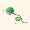 A green interactive rechargeable cat toy ball with a motion sensor and a flexible cord.