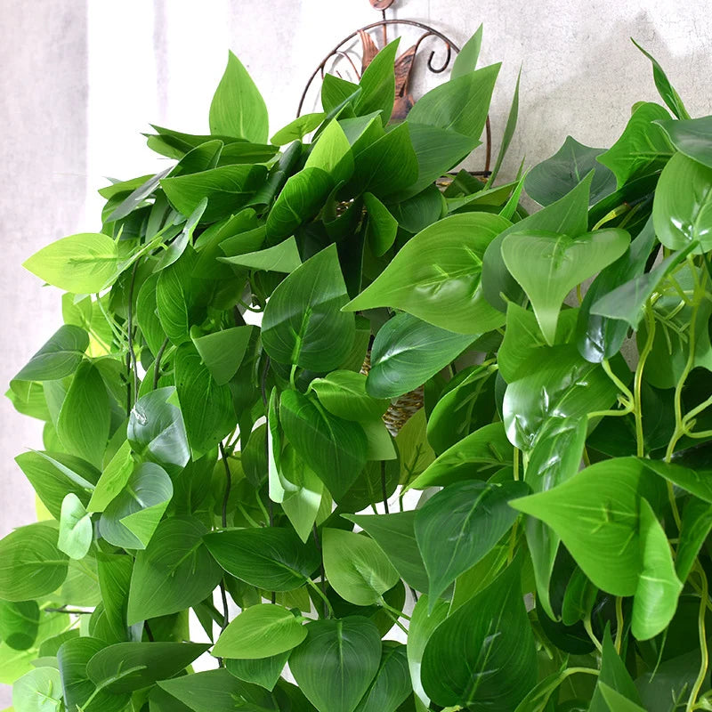 Artificial green ivy wall hanging vine with lush green leaves