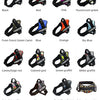 A variety of pet walking harnesses in different colors including black, red, pink, green, blue, orange, and camouflage patter