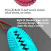 A bright blue suction cup dog ball with a double-layer teeth cleaning design for dental care.