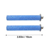 A long, cylindrical blue glitter perch stand made of natural wood for parrots and birds.