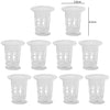 A set of white plastic aquarium planting cups for freshwater fish tanks, shown in various sizes.