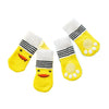 A pack of four yellow anti-slip pet socks for dog and cat protection