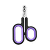 Stainless steel nail clippers with purple grips for dog and cat grooming
