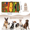 A brown pet sniffing mat with various colored fabric strips and a wooden bowl, suitable for dog training.