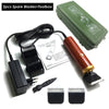 A set of two spare blades and a toolbox for a professional corded pet clipper.