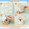 Instructions show how to assemble an unfinished wooden birdhouse kit using hemp rope for a DIY craft.