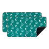 A teal patterned reusable absorbent cage liner featuring white cartoon animal faces for guinea pigs and small pets.