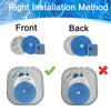 Replacement filters for a cat water fountain showing front and back installation methods.