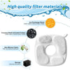 A set of white replacement filters for a cat fountain, including ion exchange resin, activated carbon, and sponge materials.