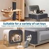 A cat is using a self-adhesive scratcher pad protector on a piece of furniture.