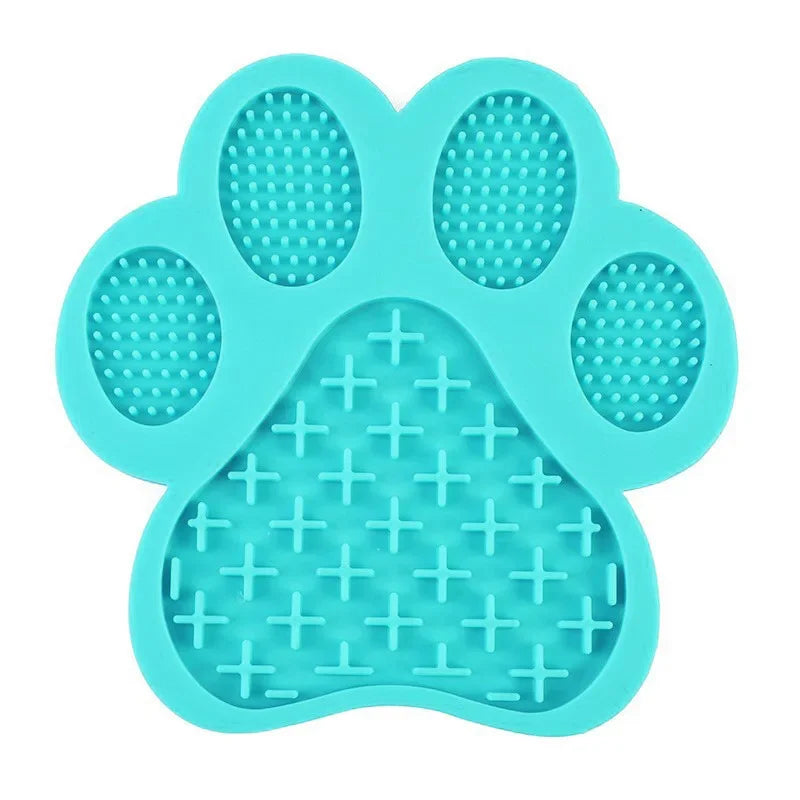 Light blue silicone pet licking mat with suction cups for dogs and cats
