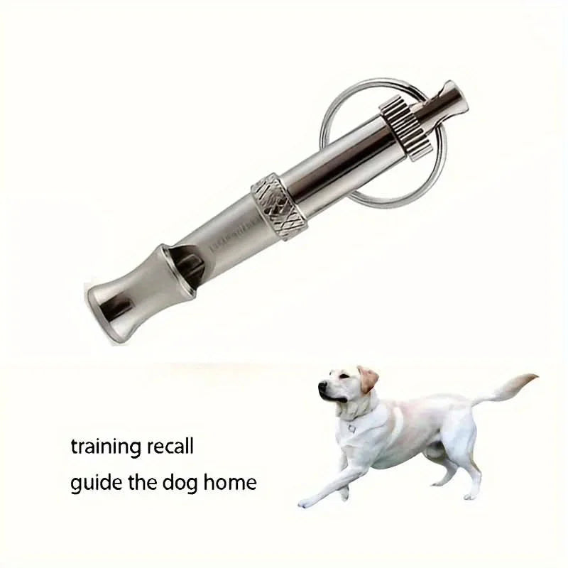 Sifflet pour chien en acier inoxydable réglable avec boucle pour rappel d'entraînement.