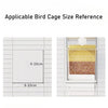 Reference guide showing the size of a bird cage for an automatic parrot feeder.