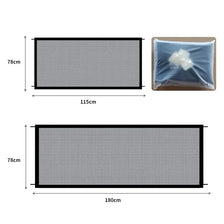 A rectangular pet safety climbing stairs and gate with a mesh surface, shown in two different sizes.