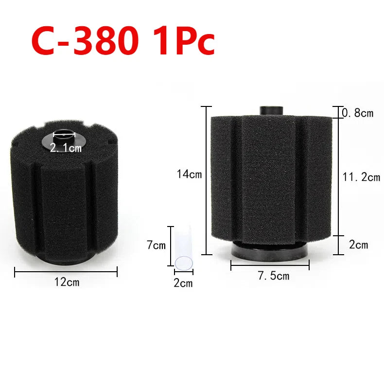 Filtre en éponge biologique noir C-380 pour pompes à air d'aquarium