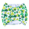 A white belly band for male dogs featuring a green leaf pattern.