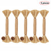 Five natural silvervine cat chews and dental health toys made of light brown fibrous material.