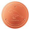 Disque de purification en cuivre rond pour bain d'oiseaux, avec la silhouette d'un oiseau et le texte Qi propitious.