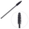 A black disposable eyelash and eyebrow brush set shown with a magnified view of the brush head.