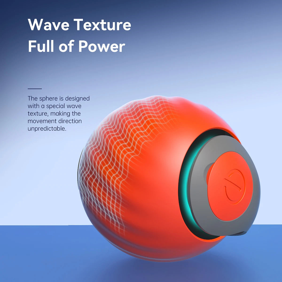 An orange sphere with a wave texture is shown against a light blue background.