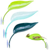 A set of three realistic reptile basking platforms in green and blue colors with suction cups.