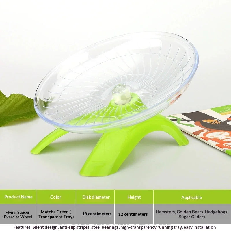 Helle limettengrüne transparente Laufrolle für kleine Haustiere mit einer klaren Plastiktrommel.