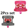 Rosa Hamster-Halterung und Leine-Set mit kariertem Schleif und rosa Anhänger.