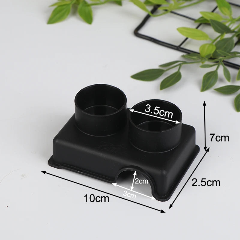 Black reptile and small animal hide box with measuring lines showing dimensions.