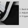Close-up of a black and white pet carrier backpack showing adjustable shoulder straps and breathable fabric.