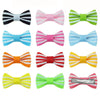 Colección de clips y lazos de pelo coloridos para el aseo de perros y gatos, con cintas a rayas y de color sólido.