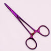 A pair of purple professional stainless steel forceps with delicate tips.