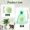 Image showing natural cat repellent balls, with a size comparison of 3.5cm/1.38inch and a 7cm/2.76inch bag containing five ba