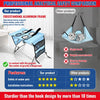 A blue aluminum frame pet grooming hammock with a fabric sling is shown for nail trimming.